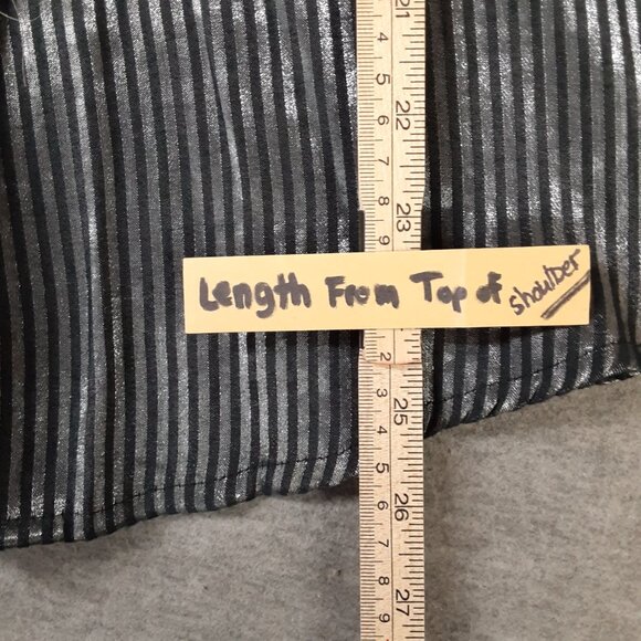 Impressions Blouse Size LARGE Black/Silver Button-up Long Sleeve Holiday Goth - Picture 5 of 9